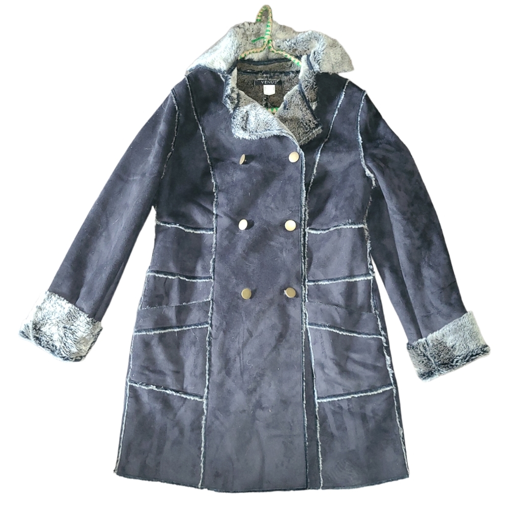 VENUS  Faux Fur Double Breasted Coat